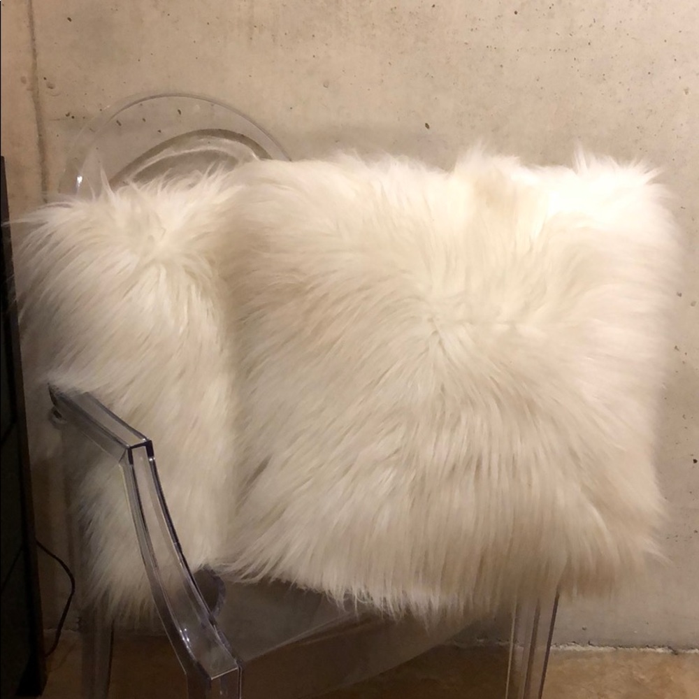 Pair of faux fur mohair accent pillows
